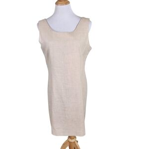 Vintage Painted Pony Linen Beige Sleeveless Mini Dress, Sz L